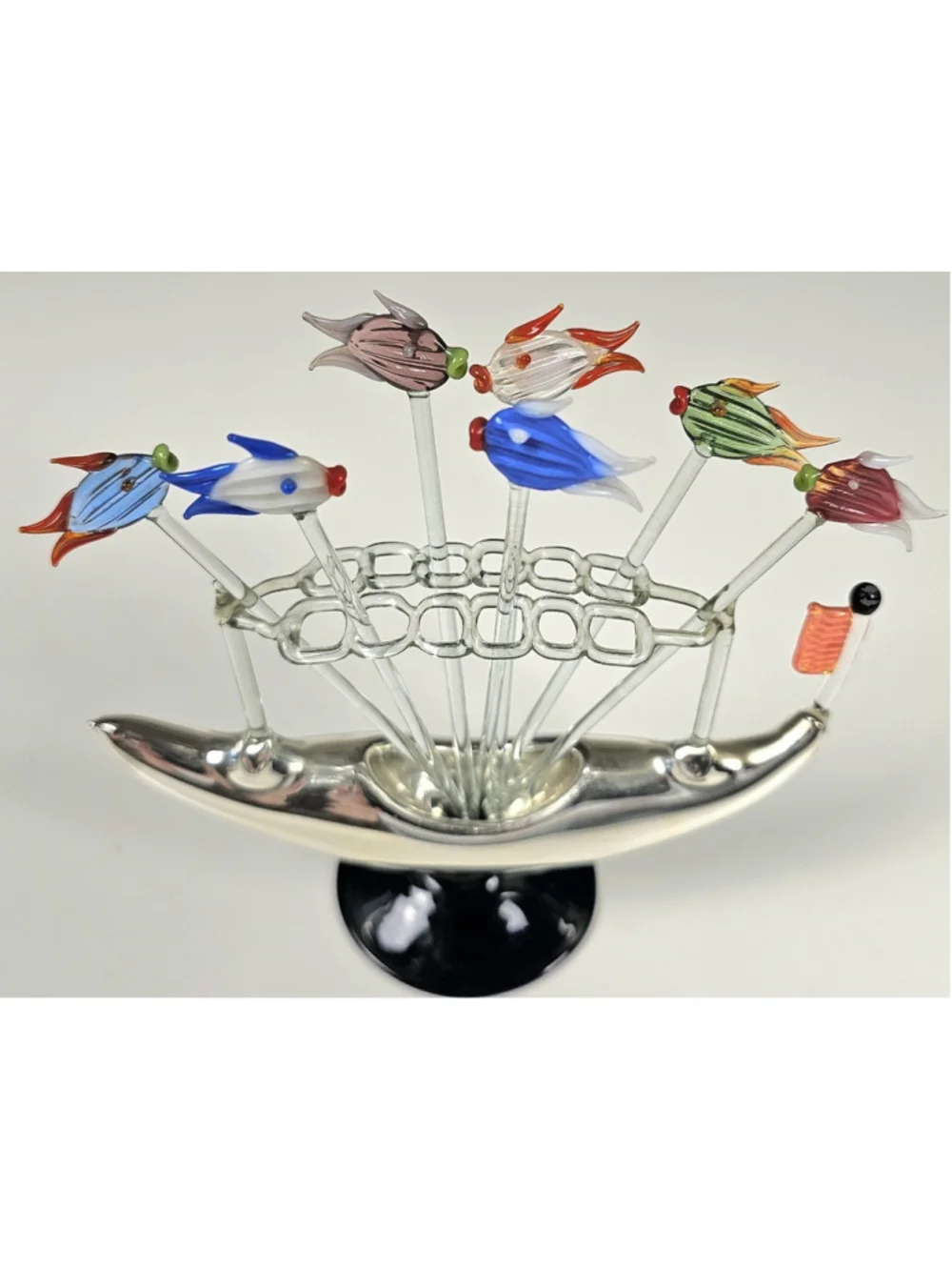 Lauscha gondola Glass object for cocktail skewers Bowles skewers Venice ship VTG
